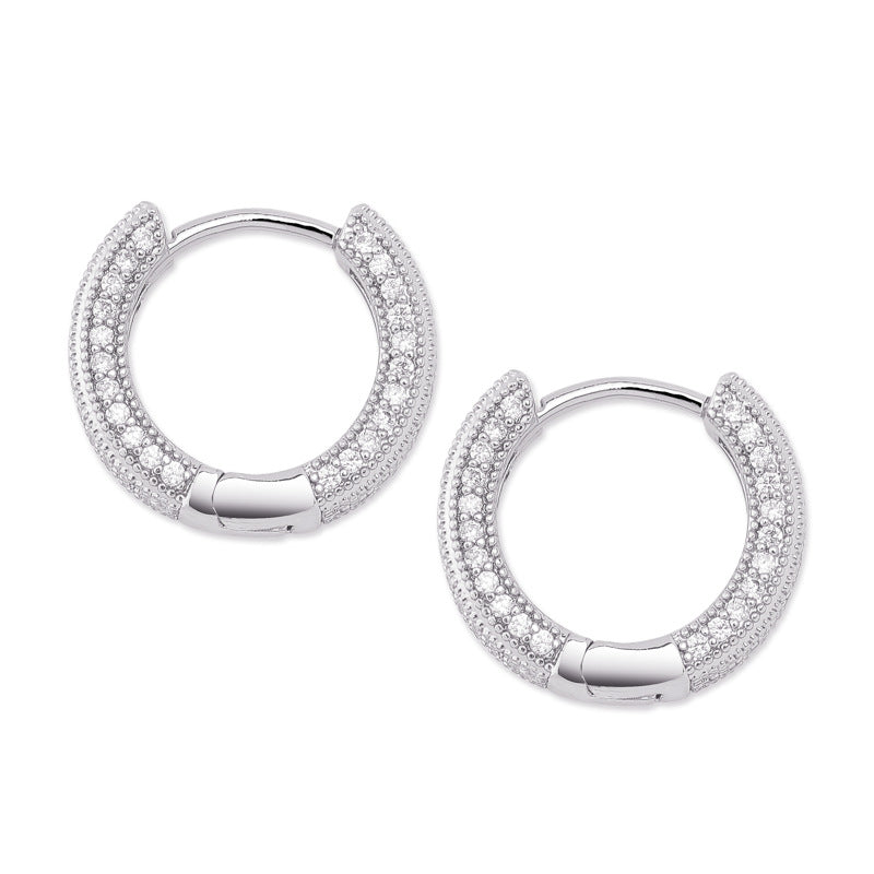 Pave Huggie Hoop Earrings