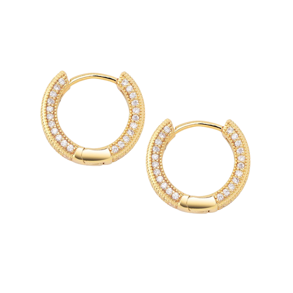 Pave Huggie Hoop Earrings