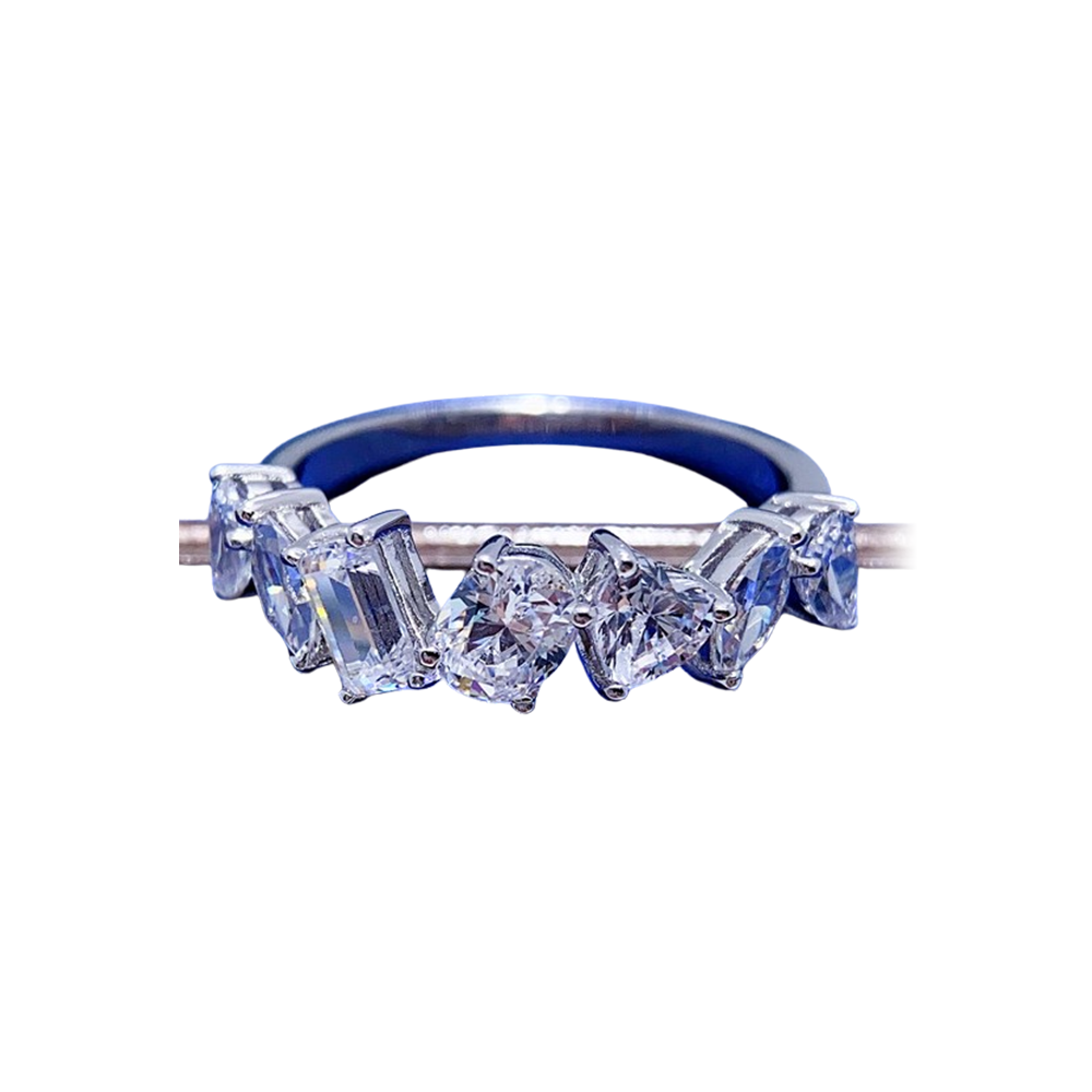 Versatile Silver Row Diamond Ring