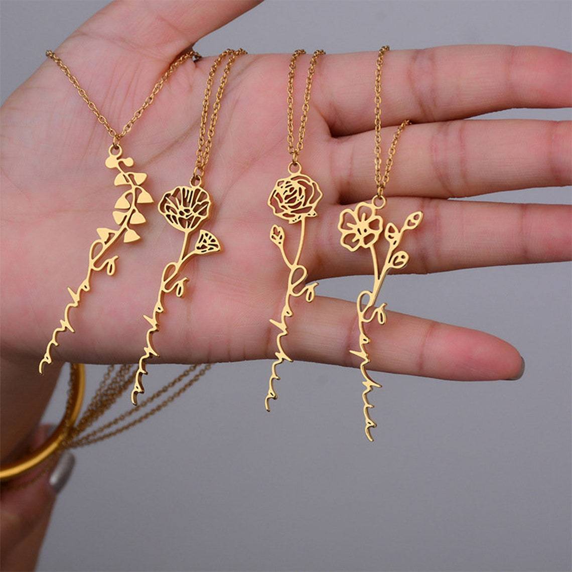 Flower Name Necklace