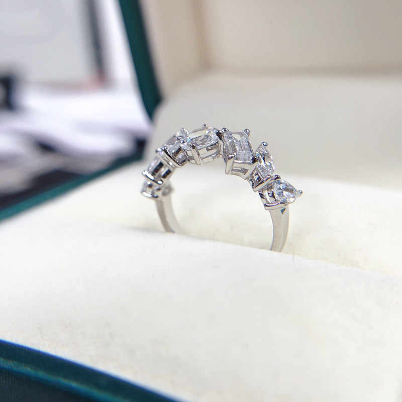 Versatile Silver Row Diamond Ring